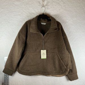 Alpine Design‎ Sweater Women's 2XL Brown 100% Polyester Long Sleeve 1/2 Zip 7193